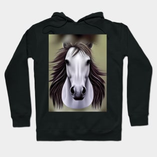 Horse's head, white with a dark flowing mane Hoodie